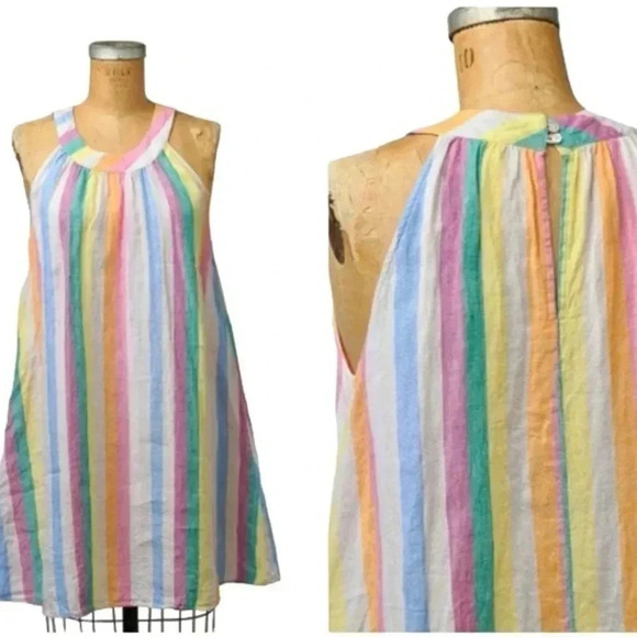 C&C California 100% sleeveless, pastel colorful stripes dress size Small - Picture 1 of 4